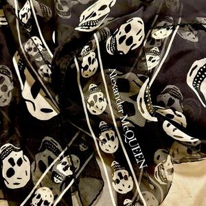 Alexander McQueen Silk Chiffon Classic Skull Scarf